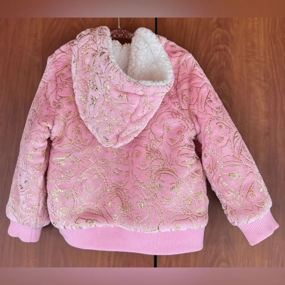 Disney - Princess Gold Foil print pink coat (SZ 4T)